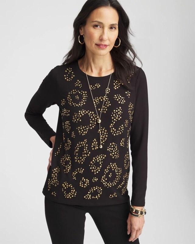 Touch of Cool Embellished Leopard Layering Tee